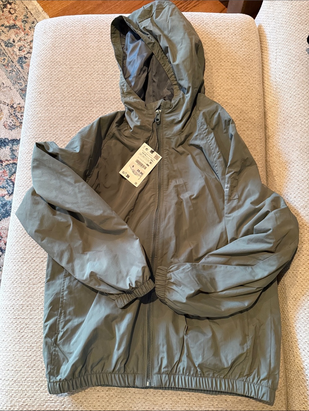 Zara Olive Green Hooded Jacket
